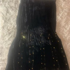 Long black velvet skirt